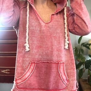 💗 3/25 pink acid wash hooded sweatshirt